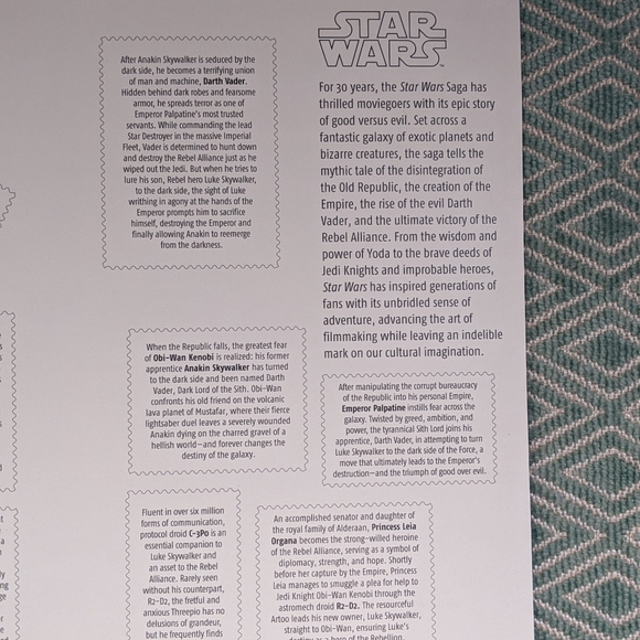 Star Wars 30th Anniversary USPS Stamp Sheet *Price Firm* - Picture 8 of 10